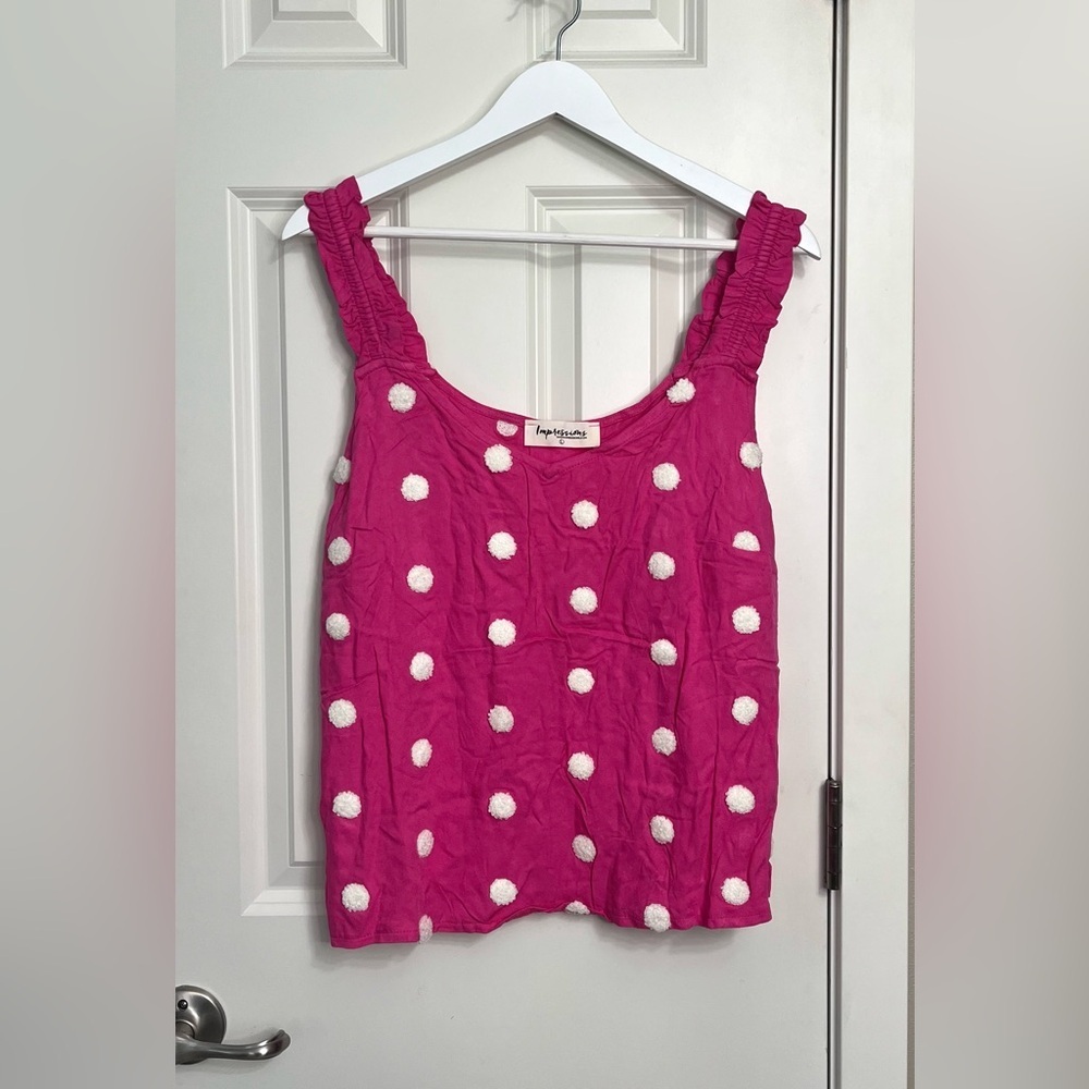Impressions San Fran Frills Polka Dot Top NWOT